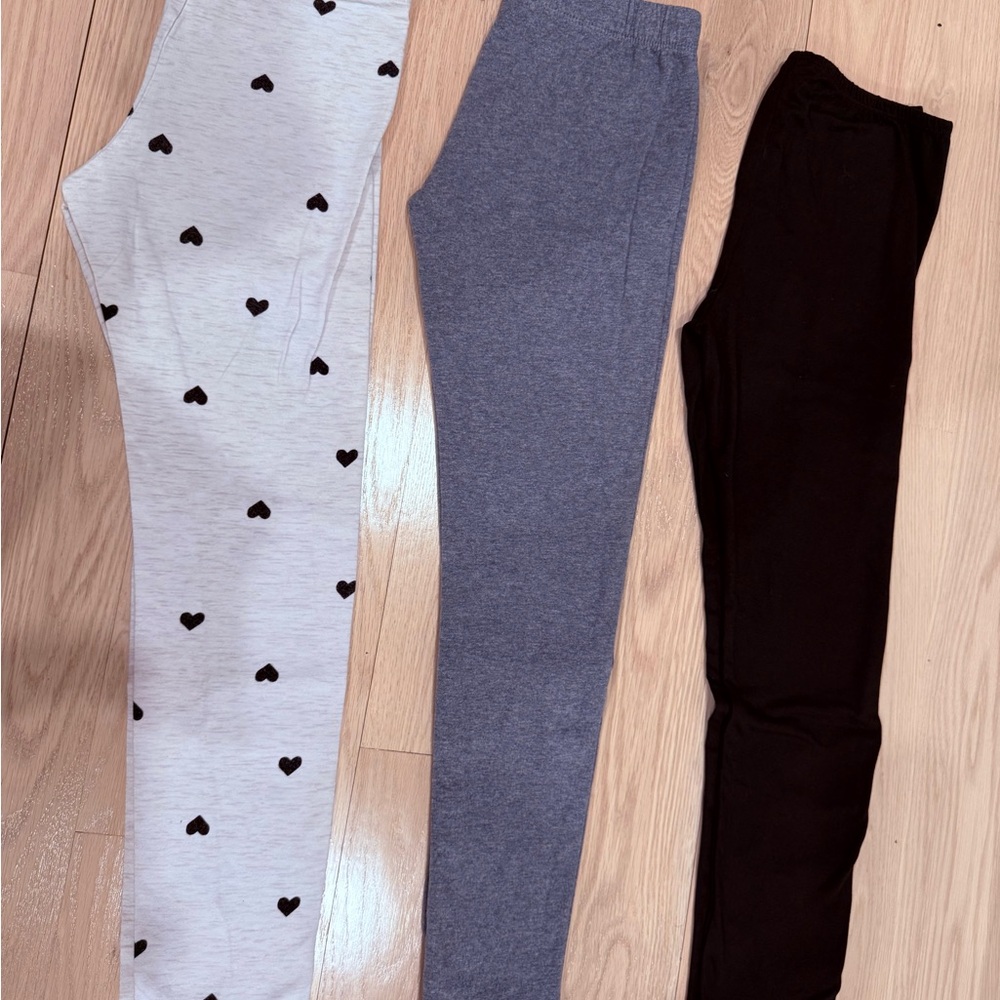 Kids Heart Print and Solid Leggings Set